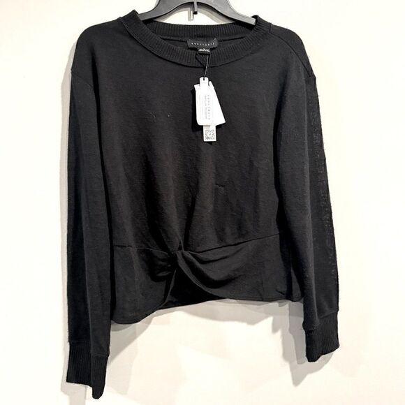 Sanctuary New With Tags Black Knit Knot Hem Top Size long sleeve shirt M - Picture 9 of 12